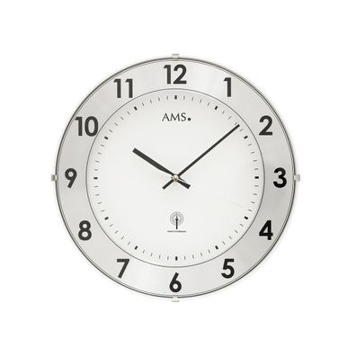 AMS F5948 Funkwanduhr mit Kunststoffgehäuse und Aluminium-Zahlenring