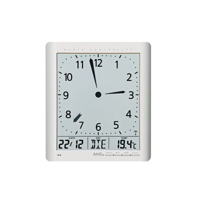 AMS F5898 Funkwanduhr mit digitaler Anzeige und analoger Zeitanzeige
