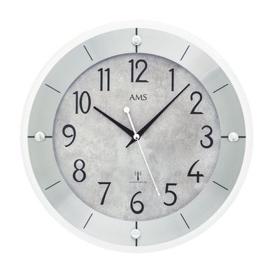 AMS F5590 Funkwanduhr mit Kunststoff-Aluminium-Gehäuse und facettiertem Mineralglas