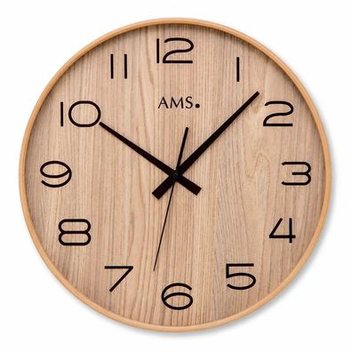 AMS F5522 Funkwanduhr mit natürlichem Holzgehäuse