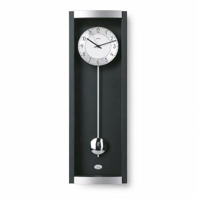 AMS F5285-11 Pendel-Funkwanduhr mit schwarzlackiertem Holzgehäuse