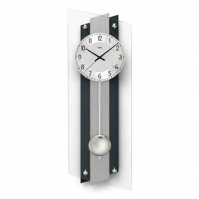 AMS F5262 Pendel-Funkwanduhr mit schwarzlackierter Holzrückwand