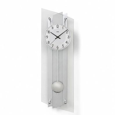 AMS F5261 Pendel-Funkwanduhr mit silberlackierter Holzrückwand