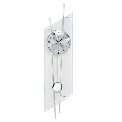 AMS F5200 Pendel-Funkwanduhr mit Metallgehäuse und facettiertem Mineralglas