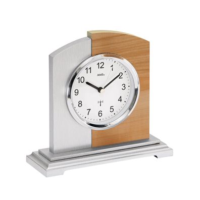 AMS F5146 Funk-Tischuhr mit Kernbuche-Aluminium-Applikation