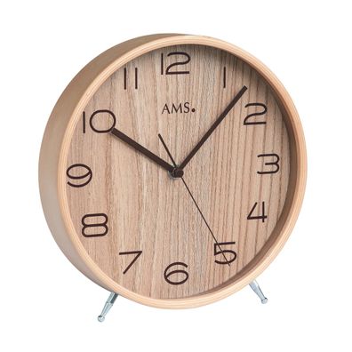 AMS F5118 Funk-Tischuhr mit natürlichem Holzgehäuse