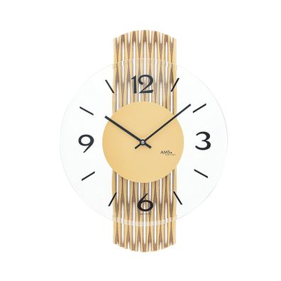 AMS W9695 Wanduhr mit feingefräster Rückwand in Messingoptik