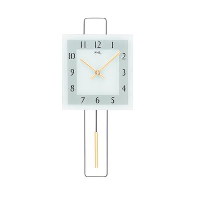 AMS W7505 Pendelwanduhr mit Metall-Design und Mineralglas