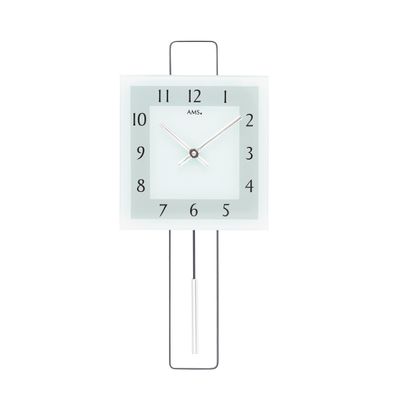 AMS W7504 Pendelwanduhr mit Metall-Design und Mineralglas