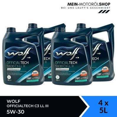 Wolf OfficialTech 5W-30 C3 LL III 4x5 Liter