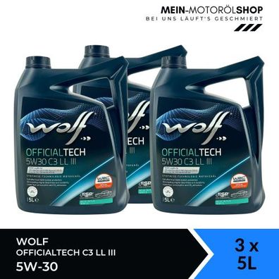Wolf OfficialTech 5W-30 C3 LL III 3x5 Liter