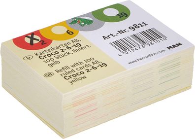 HAN Karteikarten CROCO 2-6-19 – 1 PACK à 100 STÜCK, Karteikarten liniert, 190 g/m², g