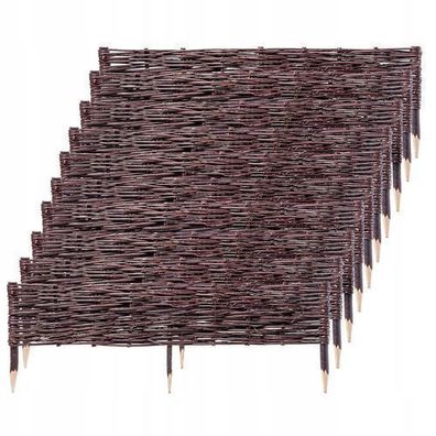 KADAX Palisade aus Weide, natürlicher Weidenzaun, 10 Stück, 100x20cm