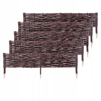 KADAX Palisade aus Weide, natürlicher Weidenzaun, 5 Stück, 100x20cm