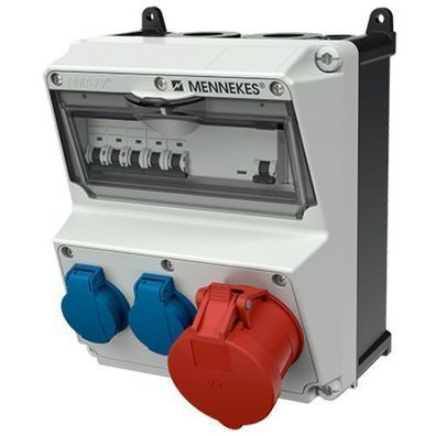 Wandverteiler AMAXX 920015 Stromverteiler 32A 2x230V IP44 CEE Schuko EAC Mennekes