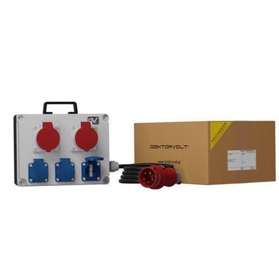 Stromverteiler 2x16A 3x230V mit Kabel und Stecker franz/belg System Baustromverteiler