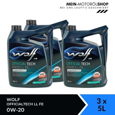 Wolf OfficialTech 0W-20 LL FE 3x5 Liter