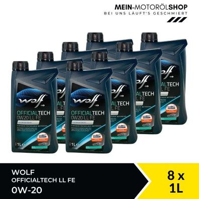 Wolf OfficialTech 0W-20 LL FE 8x1 Liter