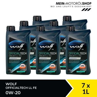 Wolf OfficialTech 0W-20 LL FE 7x1 Liter