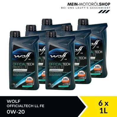 Wolf OfficialTech 0W-20 LL FE 6x1 Liter