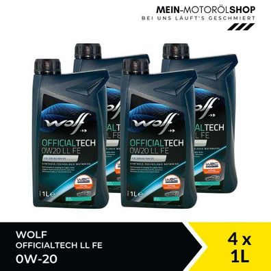 Wolf OfficialTech 0W-20 LL FE 4x1 Liter