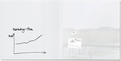 SIGEL Großes Premium Glas-Whiteboard 200x100 cm super-weiß hochglänzend