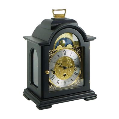 Hermle 22864-740340 Tischuhr Debden Schwarz mit autom. Nachtabschaltung, Mondphase