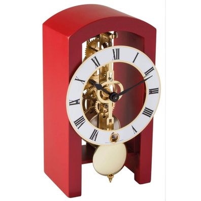 Hermle 23015-360721 Tischuhr Boston offen kaminrot (RAL 3002) Skelettwerk ohne Schlag