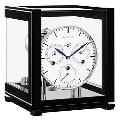 Hermle 23059-740352 Tischuhr Ewiger Kalender Schwarz mit weißem Zifferblatt