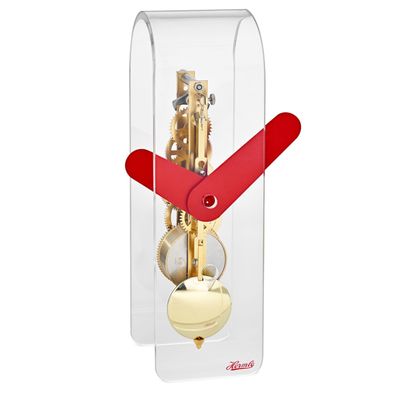 Hermle 23063-Y10721 Tischuhr Bogen Miles Acryl klar Zeiger rot Werk messing