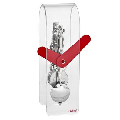 Hermle 23065-Y10721 Tischuhr Bogen Miles Acryl klar Zeiger rot Werk Nickel
