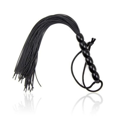Silikon Flogger mit 6 Perlen Griff 26 cm Schwarz