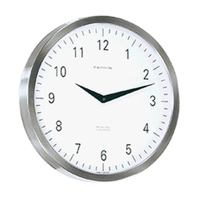 Hermle 30466-000870 Wanduhr Metropolitan silber rund Zifferblatt Weiß mit arabischen