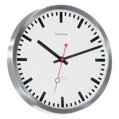 Hermle 30471-002100 Bahnhofsuhr Grand Central rund weiss Zahlenbild Schwarze Balken
