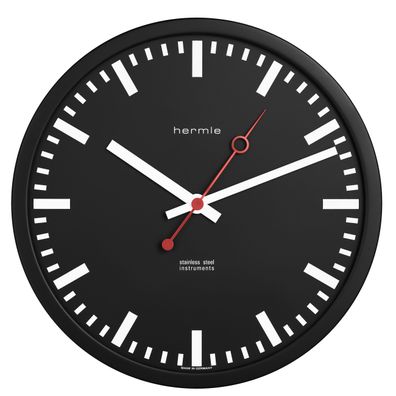 Hermle 30471-740870 Bahnhofsuhr Grand Central rund Schwarz Zahlenbild weiße Balken