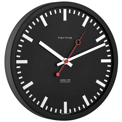 Hermle 30471-742100 Bahnhofsuhr Grand Central rund Schwarz