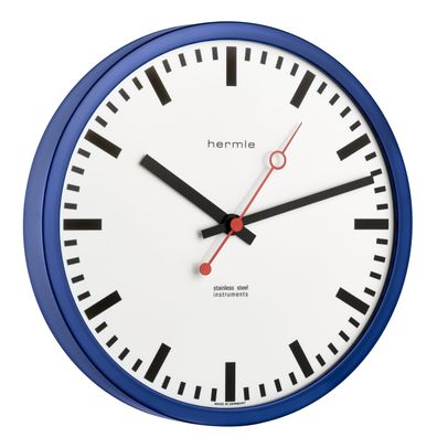 Hermle 30471-Q70870 Bahnhofsuhr Grand Central rund blau