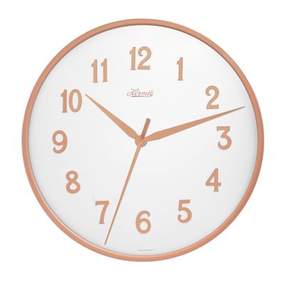 Hermle 30921-V52100 Wanduhr Bahnhofsuhr - Ø 400 Rosefarbener Reif mit Zifferblatt