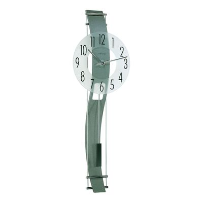 Hermle 70644-292200 Regulateur Kennington grau mit geschwungener Holzrückwand