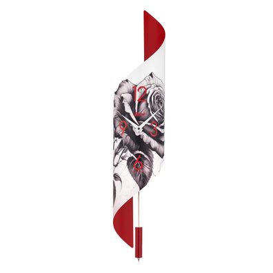 Hermle 71019-K82200 Regulateur Savanna II Edelstahl Vorderseite Motiv Rose Rückwand