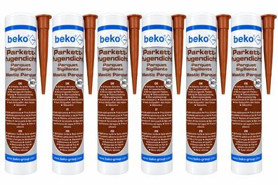 6x Beko Parkettfugendicht kirsch mahagoni Fugendichtmasse Fugendichtstoff 310ml