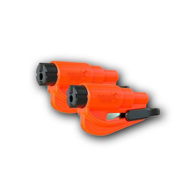 2 Stück resqme - leuchtorange - Gurtschneider, Federkörner, Notfalltool