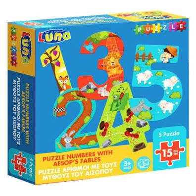 LUNA Puzzle Zählen mit Äsop' Fabeln (1,2,3,4,5 Teile)