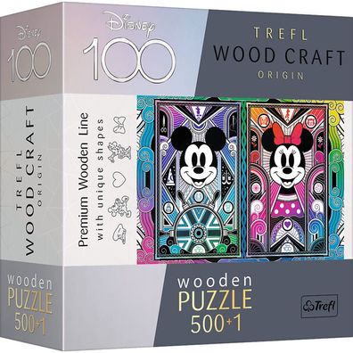 TREFL Wood Craft Origin Puzzle Mickey Mouse und Minnie 501 Teile