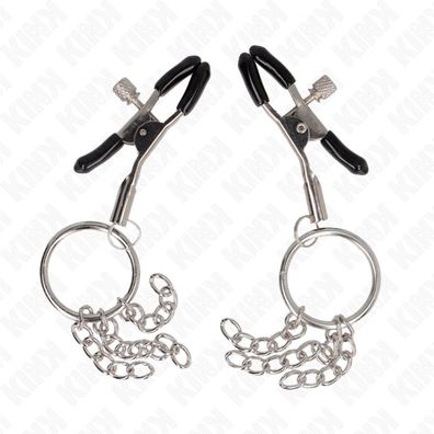 O Ring Nippel Klammer und kleine Kette Silber 6 Cm