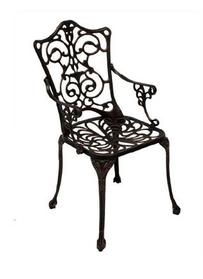 Gartenstuhl Gartensessel Jugendstil, Aluguss bronze-antik