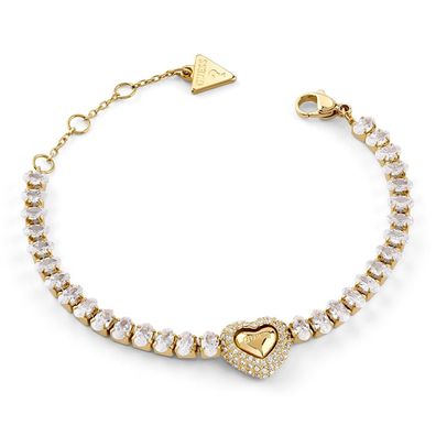 Guess Schmuck Damen-Tennisarmband Herz Goldfarben JUBB06093JWYGS
