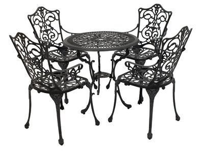 Bistroset 5-teilig Aluguss grau-antik
