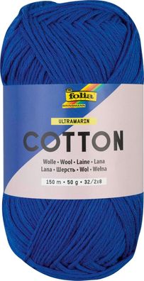 folia 25936 - Cotton Ultramarin, 50 g Wolle zum Häkeln und Stricken, ca. 150 m, Stric