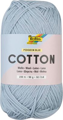 folia 25939 - Cotton Pidgeon BLUE, 50 g Wolle zum Häkeln und Stricken, ca. 150 m, Str
